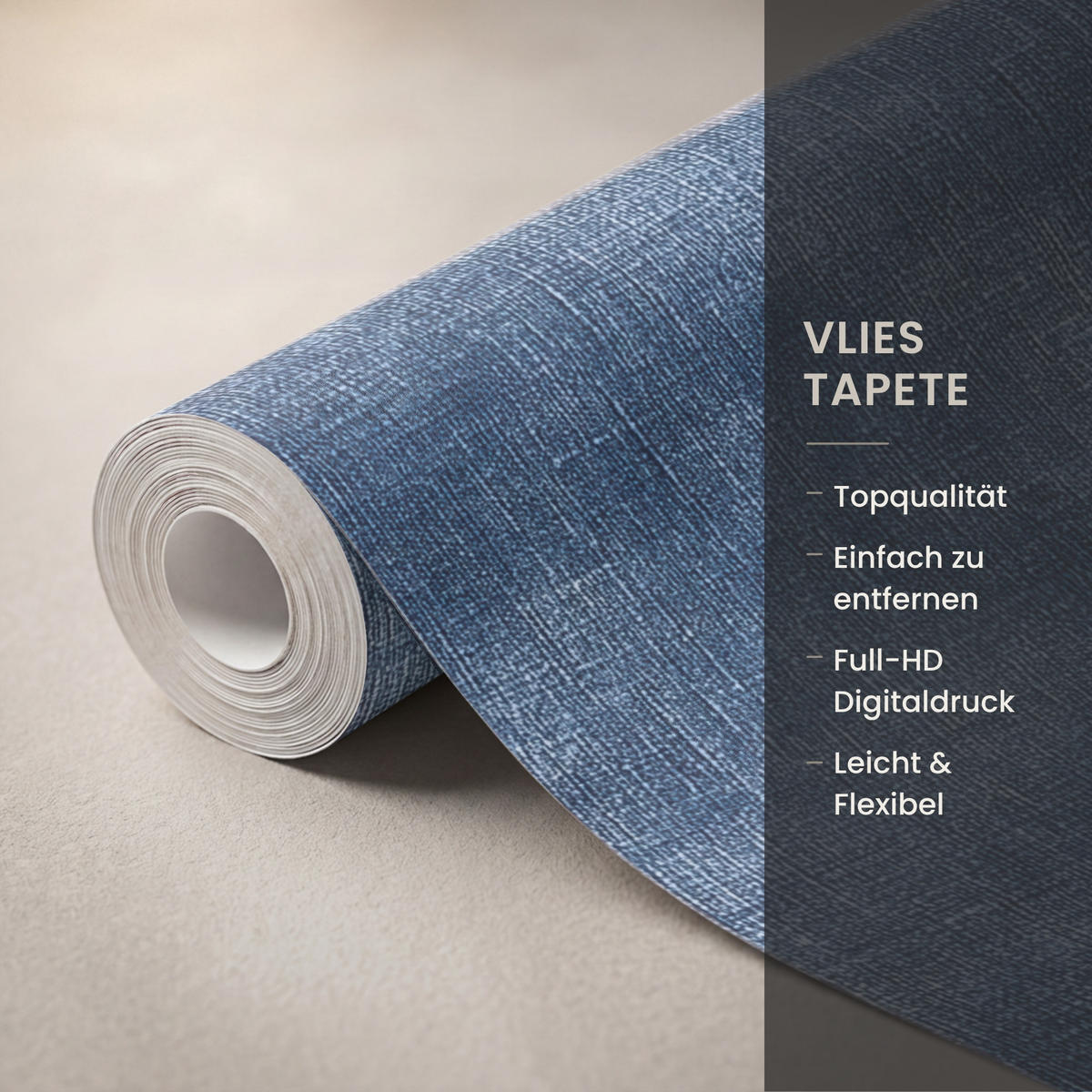 TAPETE - Leinen - Textur - Muster - Denim - Rustikal - 160x220 cm - Blau, Papier (160/220cm) - OnlyWow