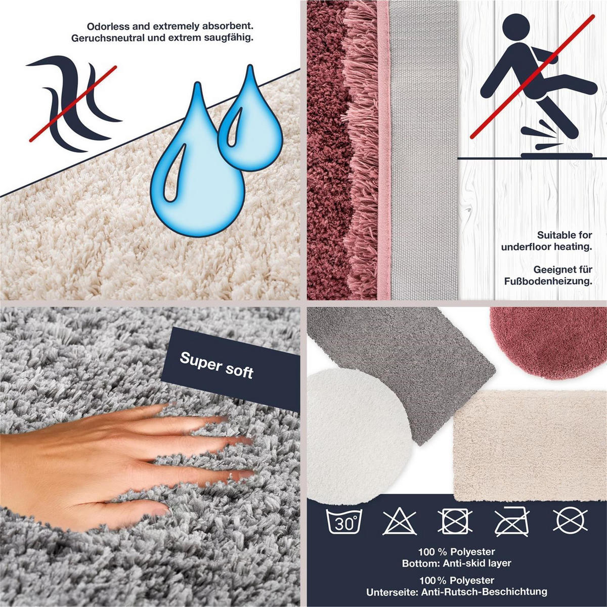 BADEZIMMERTEPPICH VIENNA - Altrosa, Textil (70/70cm) - WohnDirect