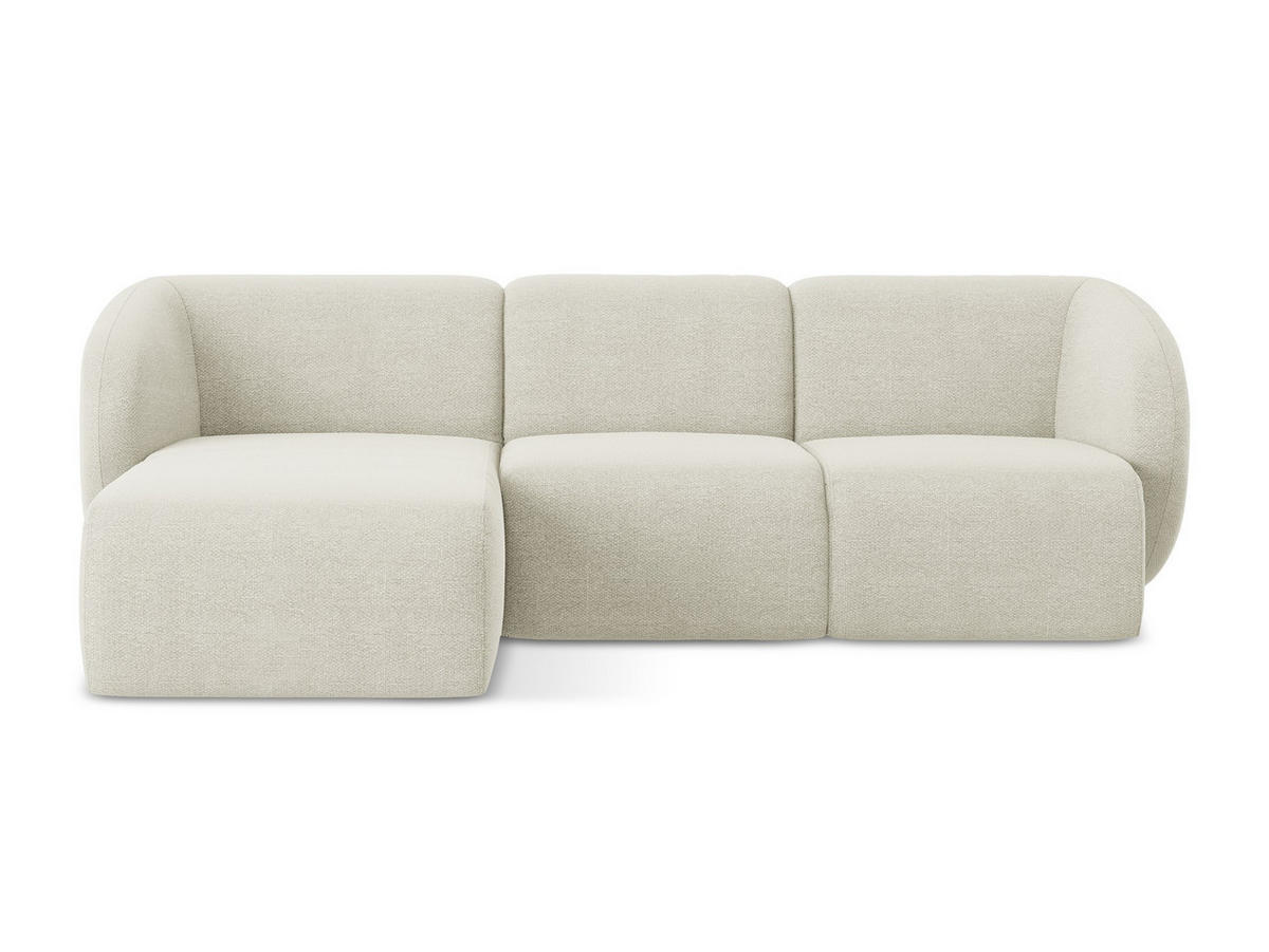 ECKSOFA Links Bouclé Stoff Beige - Sandfarben/Schwarz, Holzwerkstoff/Kunststoff (248/166cm) - Makamii