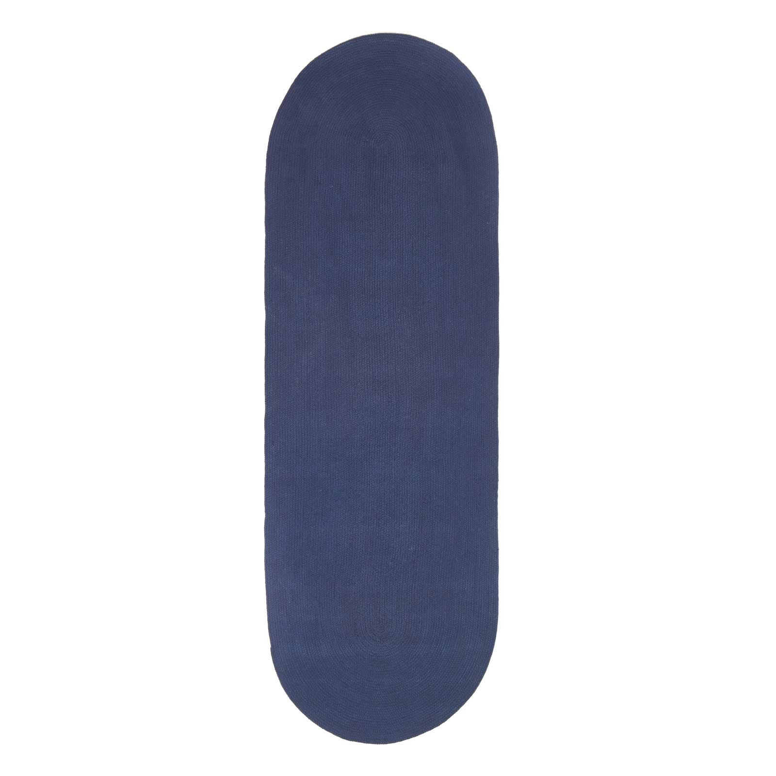 TEPPICHLÄUFER geflochten oval 66/200 cm - Dunkelblau, Textil (66/200cm) - Homescapes
