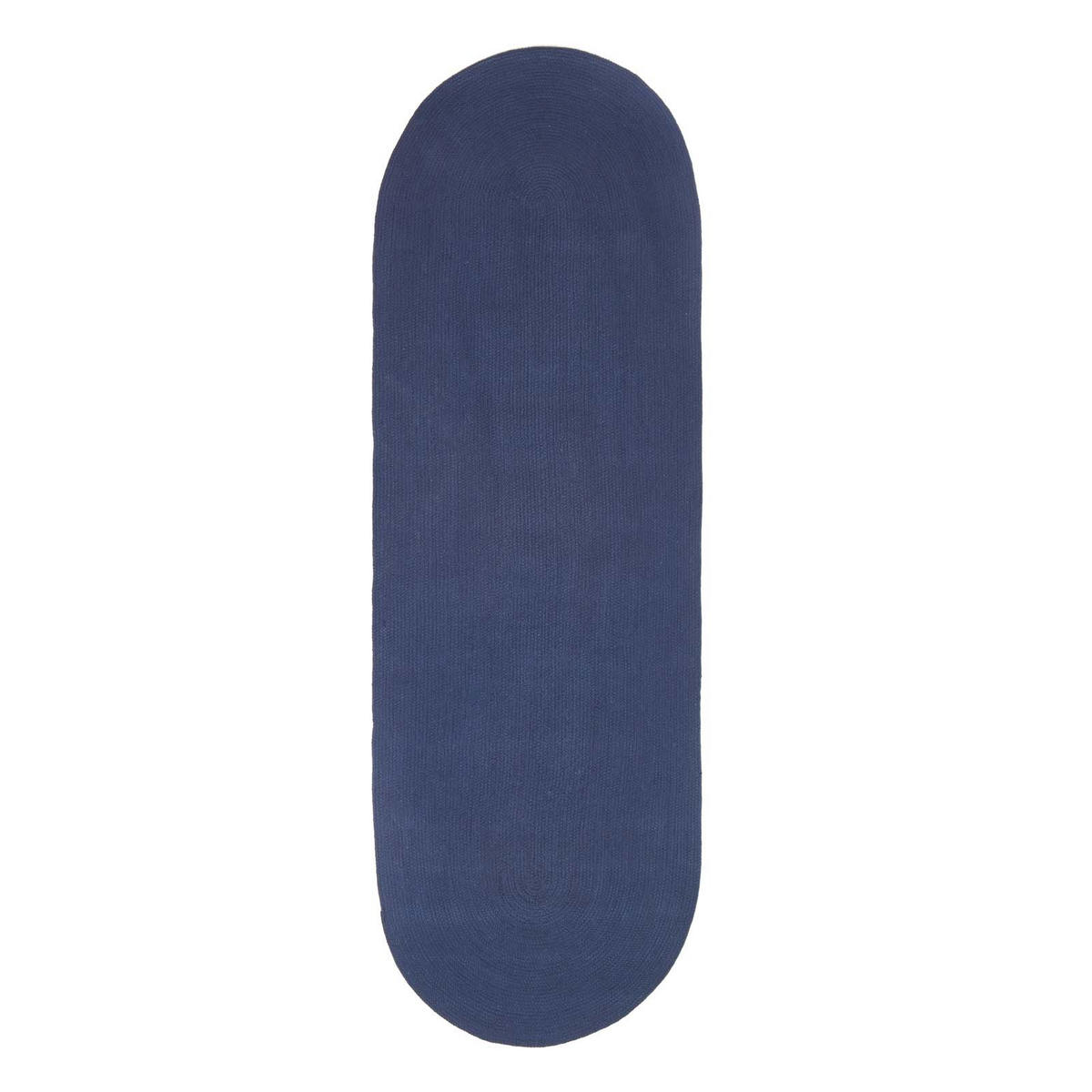 TEPPICHLÄUFER geflochten oval 66/200 cm - Dunkelblau, Textil (66/200cm) - Homescapes