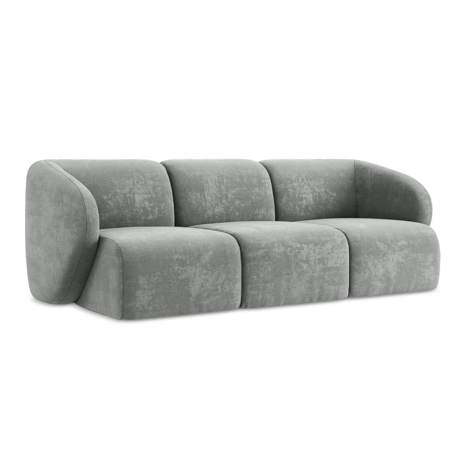 3-SITZER SOFA Chenille Stoff Grau - Schwarz/Grau, Holzwerkstoff/Kunststoff (244/75/94cm) - LaMiaSofa