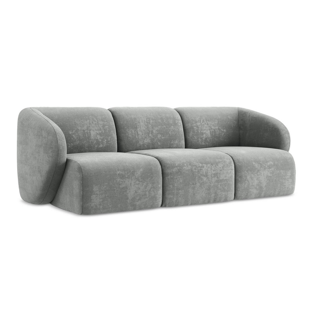 3-SITZER SOFA Chenille Stoff Grau - Schwarz/Grau, Holzwerkstoff/Kunststoff (244/75/94cm) - LaMiaSofa