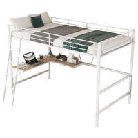 HOCHBETT 90/200 cm, Weiß mit L-förmigem Schreibtisch und Regal - Weiß, Metall (90/200cm) - MIVRAY