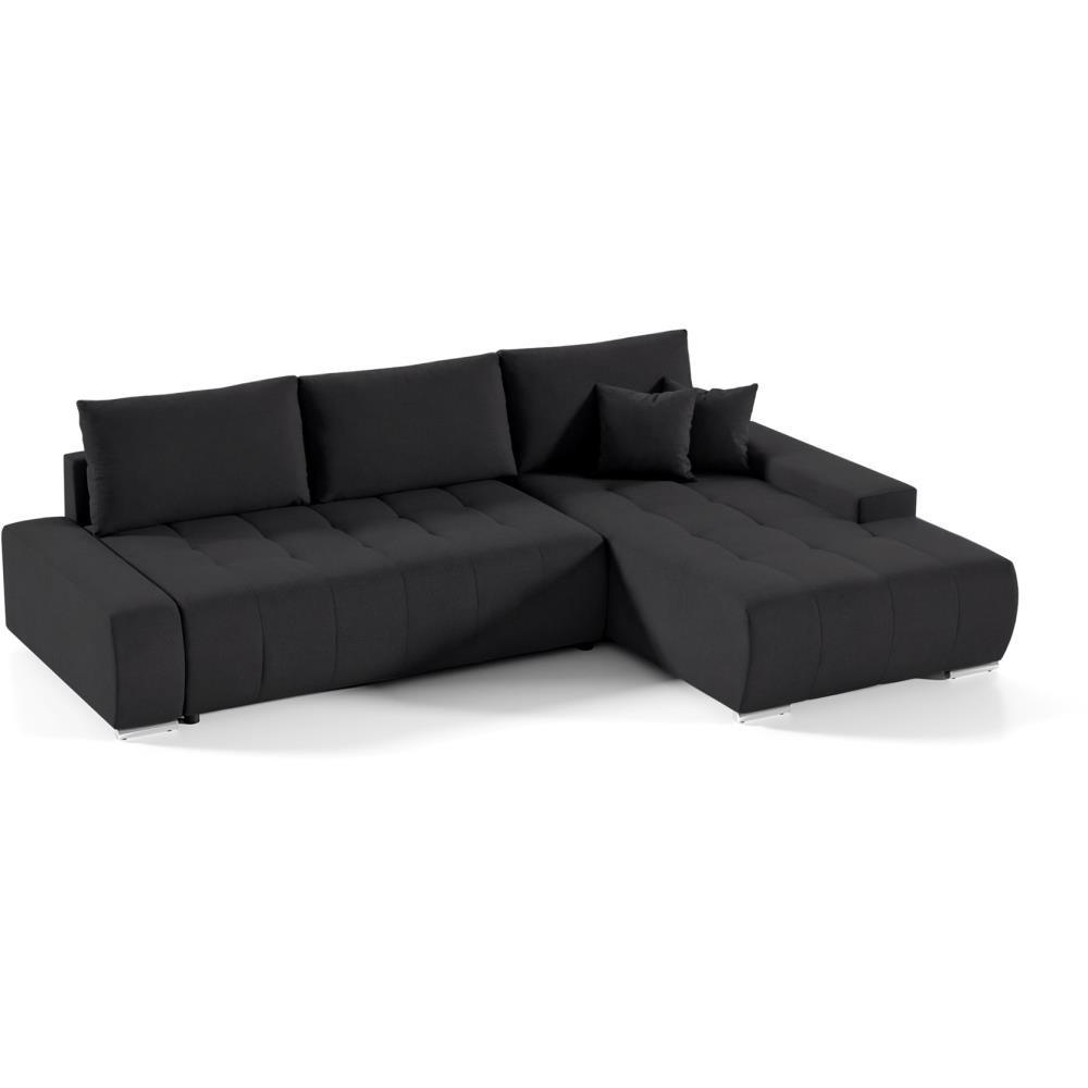 ECKSOFA Draco L schwarz rechts - Chromfarben/Schwarz, Textil/Metall (267/186cm) - Beautysofa