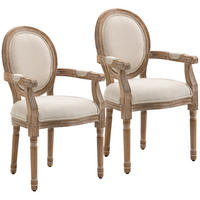 ESSZIMMERSTÜHLE 2ER-SET aus Kautschukholz Cremeweiß - Creme, Textil (54/96/56cm) - HOMCOM