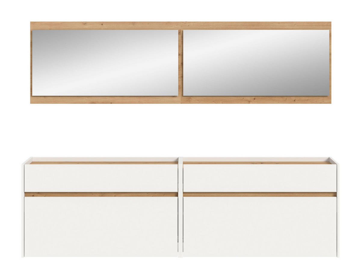 GARDEROBEN-SET DRIVE 4-tlg. (B/H/T: ca. 220/192/32 cm) in Weiß/weiß - Weiß, Holzwerkstoff (220/192/32cm)