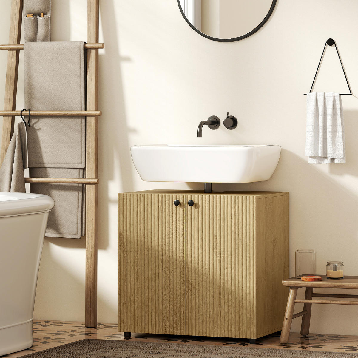 WASCHBECKENUNTERSCHRANK DE-15929 mit Soft-Close-Türen Naturholz - Naturfarben, Holzwerkstoff (60/58.5/39.8cm) - ComfortXL