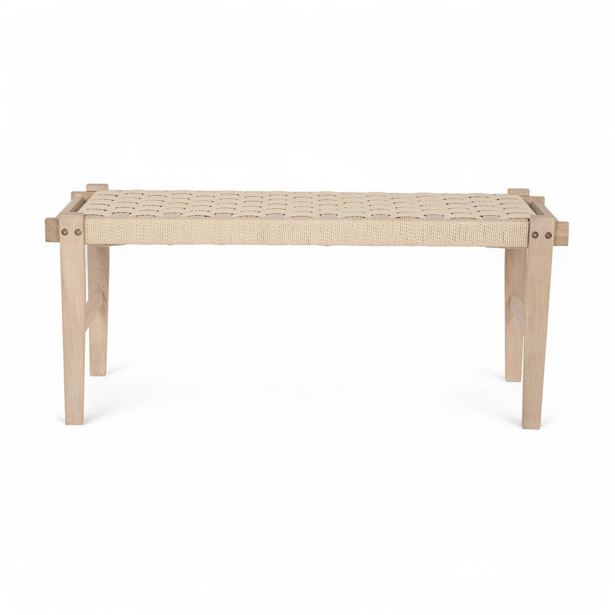 SITZBANK 110/38/47 cm Rattan / Eiche Eiche bianco - Eiche Bianco/Eichefarben, Holz/Papier (110/47/38cm) - Furnhouse