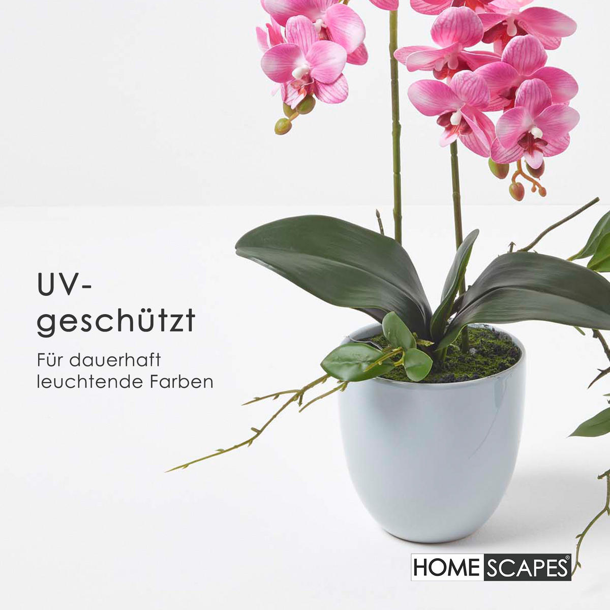 KUNSTBLUME Orchidee rosa im Deko-Topf, 54 cm - Rosa, Kunststoff (54cm) - Homescapes