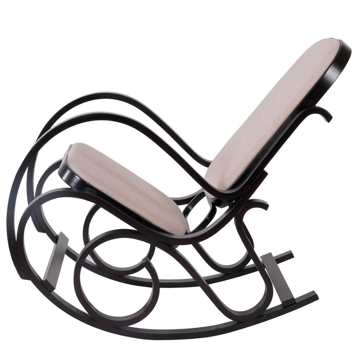 SCHAUKELSTUHL Walnuss Dekor, Beige - Beige/Walnussfarben, Holz (55/90/96cm) - MCW