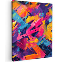 LEINWANDBILD Abstrakt - Formen - Farbenfroh Wandbild Wohnzimmer 60x80 cm - Magenta, Textil (60/80cm) - MuchoWow