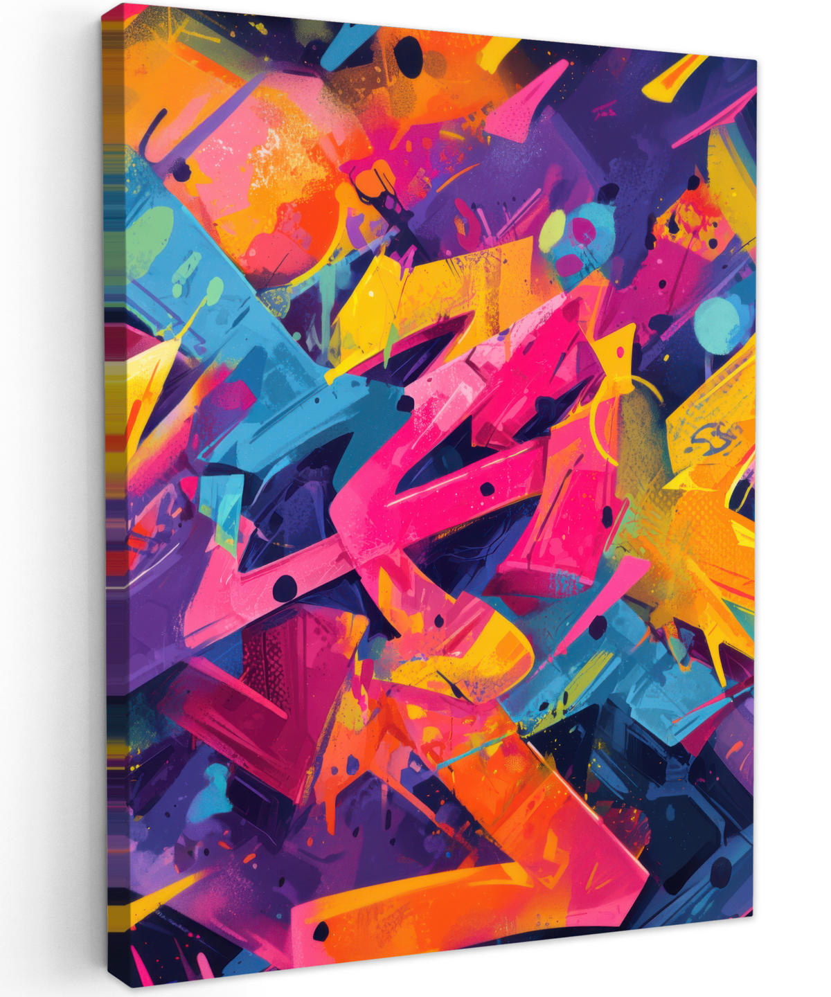 LEINWANDBILD Abstrakt - Formen - Farbenfroh Wandbild Wohnzimmer 60x80 cm - Magenta, Textil (60/80cm) - MuchoWow