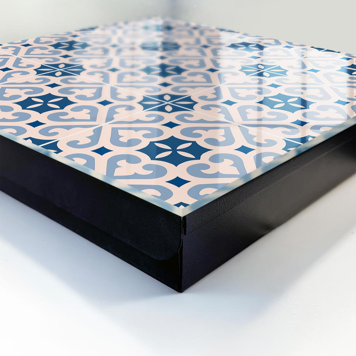 SCHLÜSSELBOX Schwarz 30x30 cm- Türöffnung nach rechts - Ornamentales Muster - Blau, Metall (30/30/5cm) - TULUP