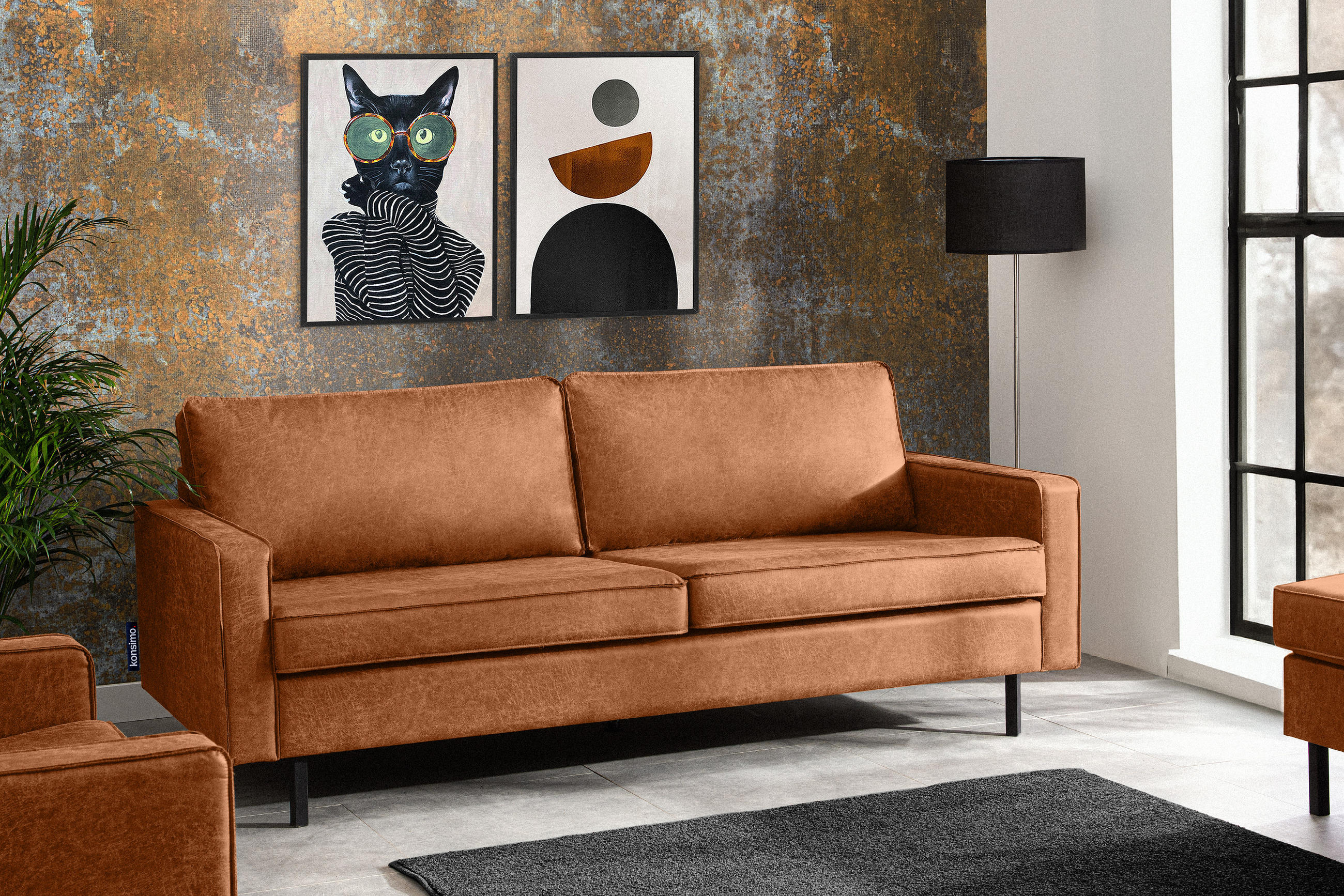 Thumbnail - Konsimo® 3-Sitzer-Sofa, Rot, Textil, Rechteckig, 209x87x98 cm, Hergestellt in Europa, Wohnzimmer, Sofas & Couches, Sofas...