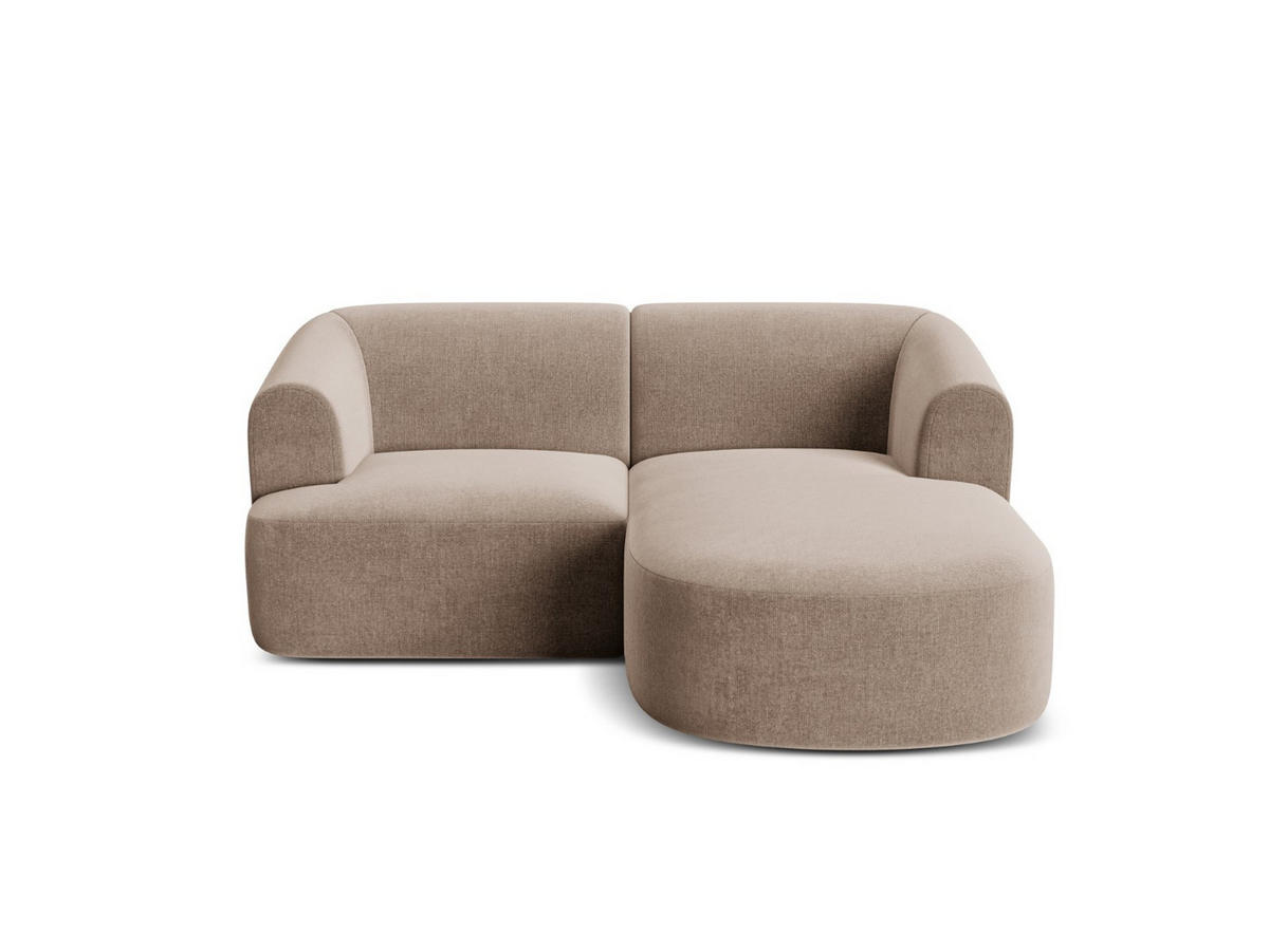 MODULARES-ECKSOFA rechts Campi aus Samt dunkelbeige 3 Sitzplätze - Mokka, Textil (156/180cm) - Cosmopolitan Design