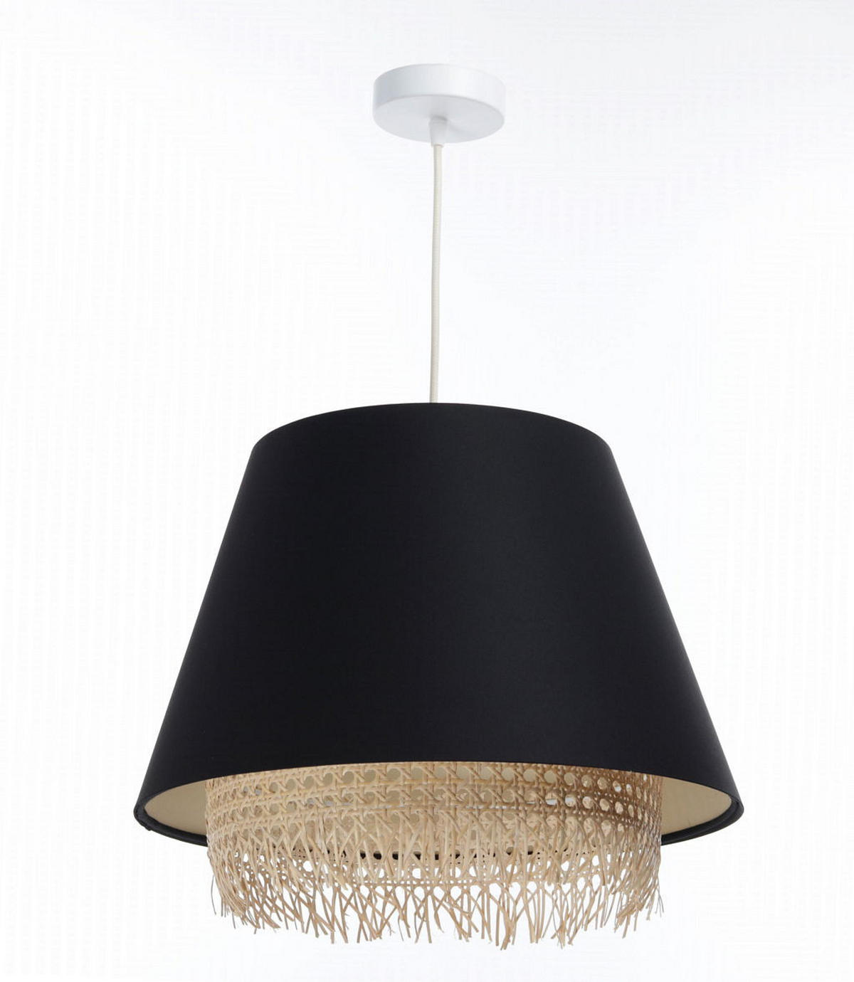 HÄNGELEUCHTE Schwarz 40/32 cm - Schwarz, Naturmaterialen (40/1.3/32cm) - ONZENO