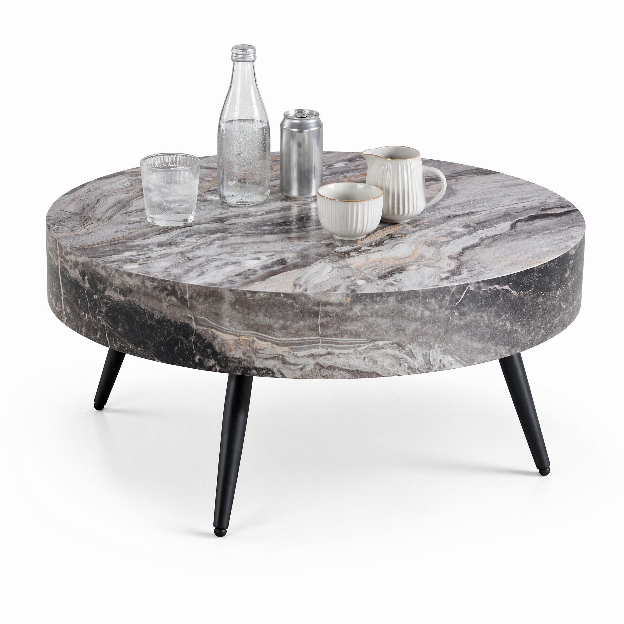COUCHTISCH in Schwarz und Grau Wohnzimmertisch mit Holzoptik für Wohnzimmer, B70/T70/H35.5 cm - Schwarz/Grau, Holzwerkstoff/Metall (70/70/35.5cm) - STILVORA