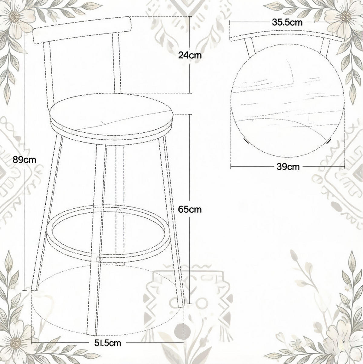 BARHOCKER 2er-Set mit Rückenlehne 65 cm Rustikbraun - Braun, Metall (51.5/89/51.5cm) - Meubliv
