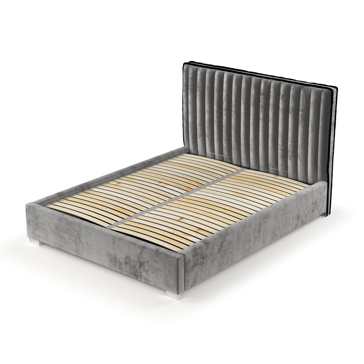 POLSTERBETT Breeze Grau 160/200 cm im Chenille-Stoff - Silberfarben/Naturfarben, Holz/Holzwerkstoff (160/200cm) - Maison de Reve