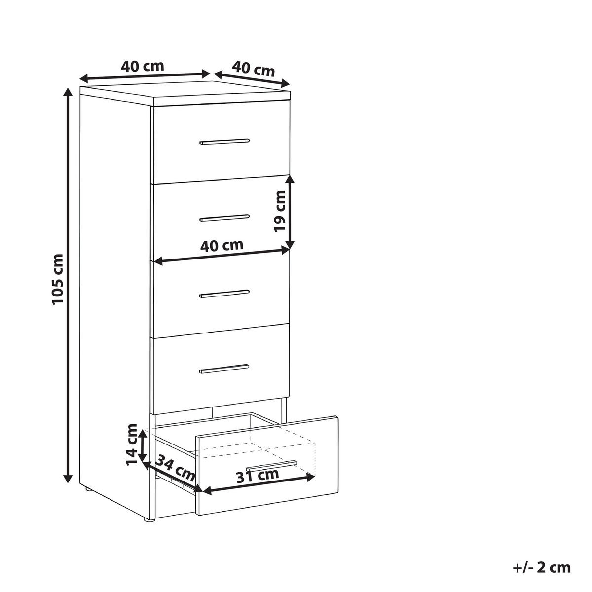 KOMODA s 5 zásuvkami Světle hnědá Kitimat - světle hnědá, kompozitní dřevo (40/105/40cm) - Beliani