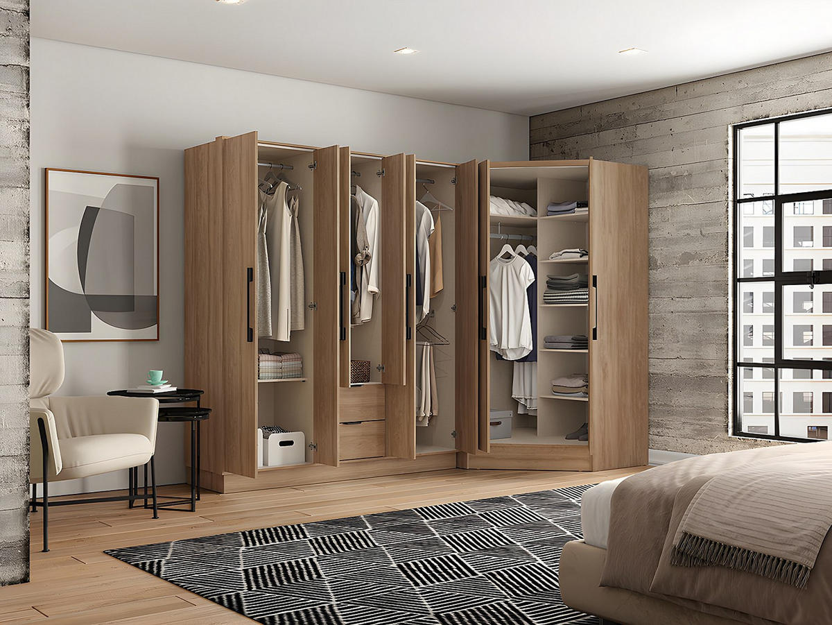 KLEIDERSCHRANK - 101.5 x 101.5 - holz - naturfarben hell Aurali - Naturfarben, Holz (101.5/182/101.5cm) - Vente-Unique