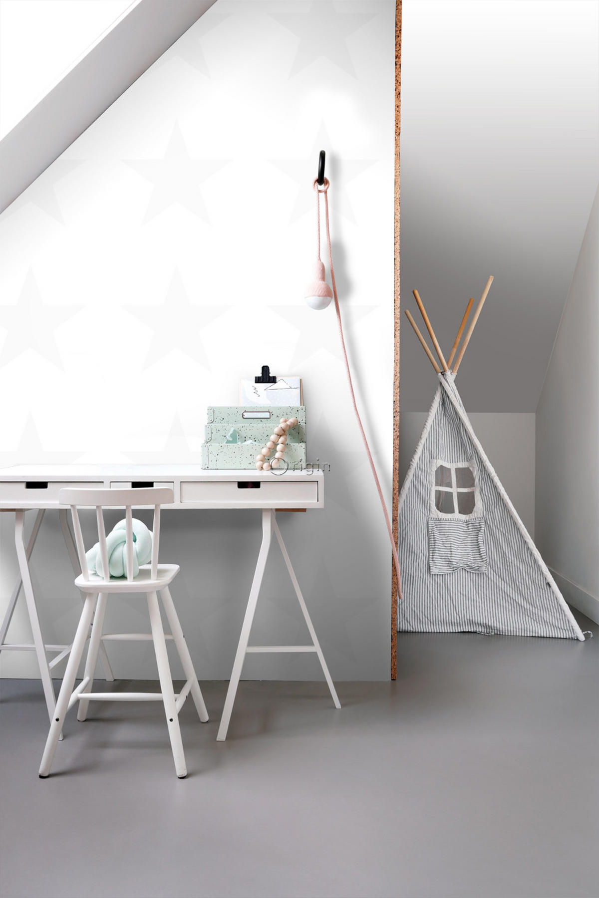 TAPETE großer Stern 53 cm x 10.05 m - Grau, Papier (53/0.1cm) - Origin Wallcoverings