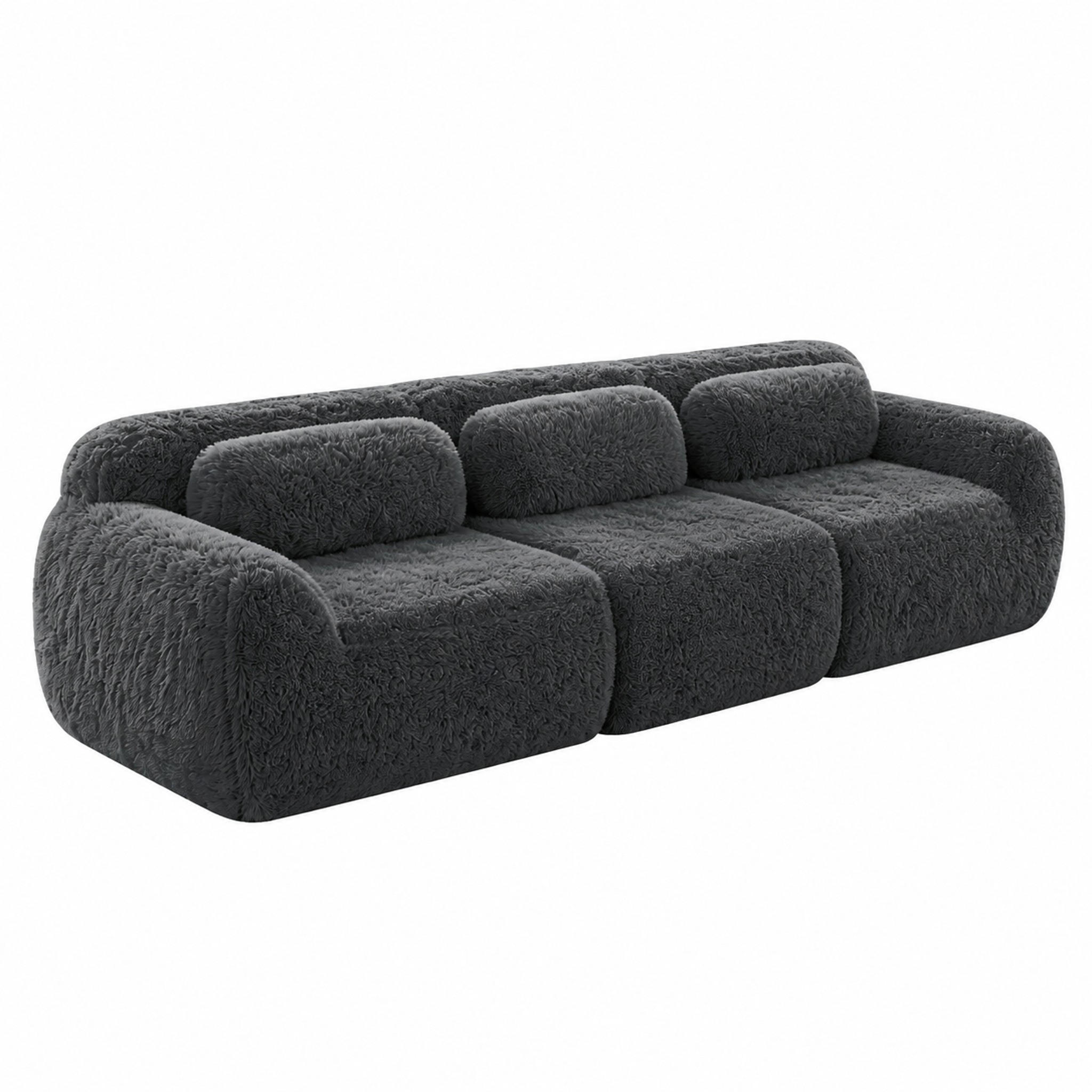 SOFA modular aus Plüsch Grey - Grau, Kunststoff (104/73/291cm) - Meubliv