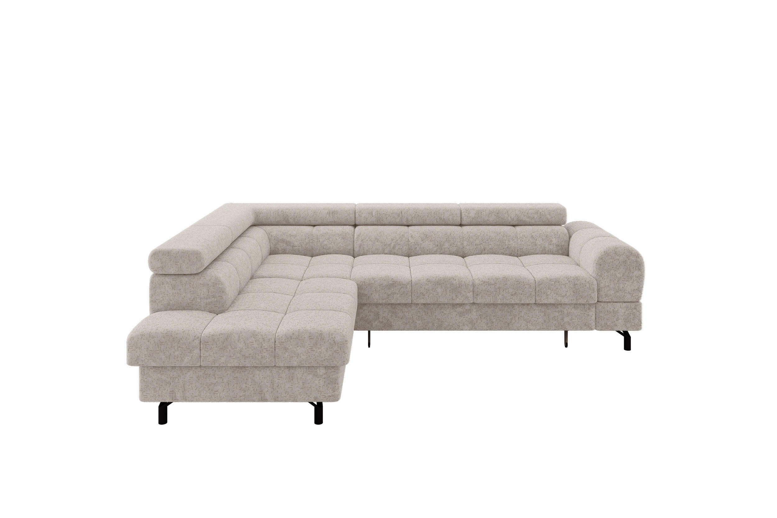 ECKSOFA mit Schlaffunktion Ottomane Links LUMA-L 272x203x70 Beige Velours - Beige/Schwarz, Holzwerkstoff/Kunststoff (272/203cm) - ALTDECOR