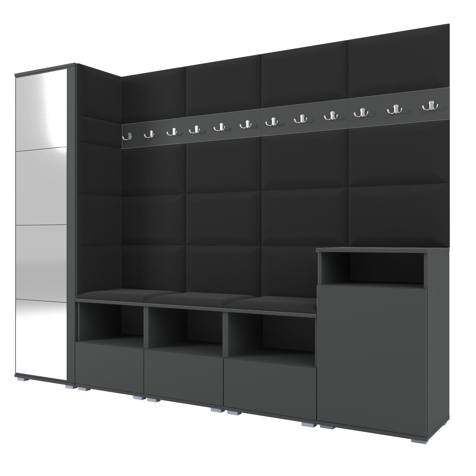 Ravio Garderobe Graphit, Schwarz 250x187x40 cm
