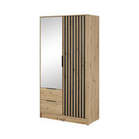 DREHTÜRENSCHRANK - John 2D mit Spiegel Artisan + schwarz - Eiche Artisan, Holzwerkstoff/Metall (105/200/51cm) - Möblo