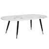 COUCHTISCH oval in Marmor-Optik – mit Metallgestell im modernen Design, Weiß 120x60x42 cm - Goldfarben/Weiß, Holzwerkstoff/Metall (60/120/42cm) - KADIMA DESIGN