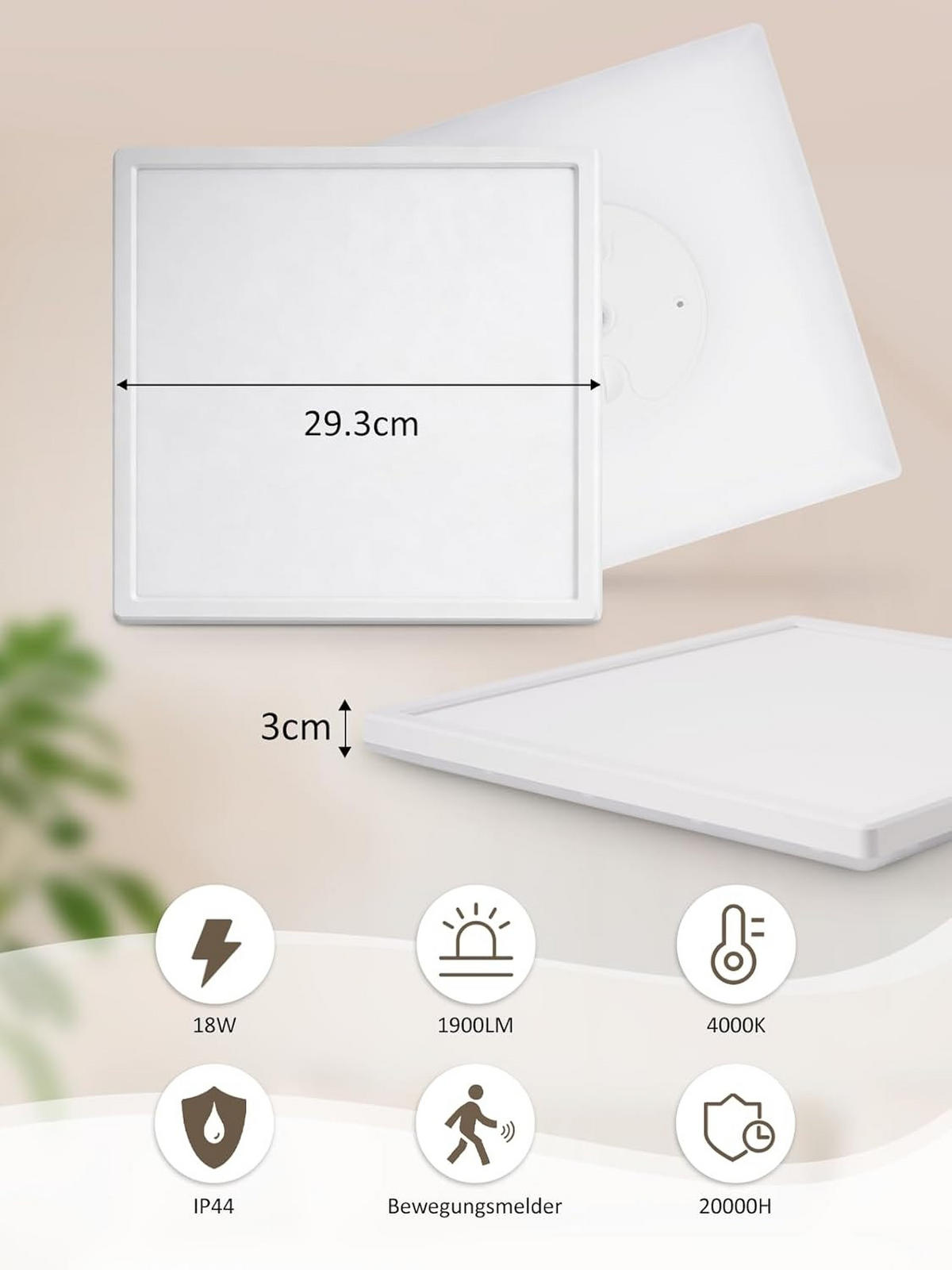 LED stropní světelný panel černý 20/58/3cm - bílá, plast (58/20/3cm) - Nettlife