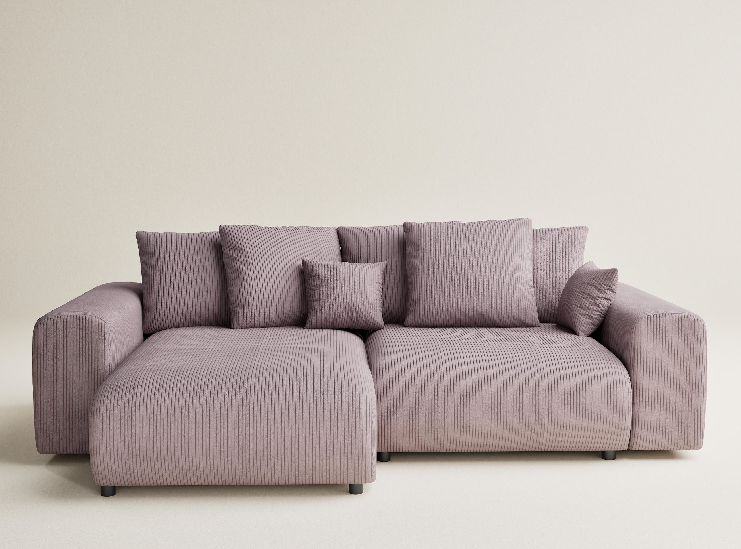 ECKSOFA MIT SCHLAFFUNKTION Solo Lila Samtstoff - Flieder/Schwarz, Holz/Holzwerkstoff (255/168cm) - Maison de Reve