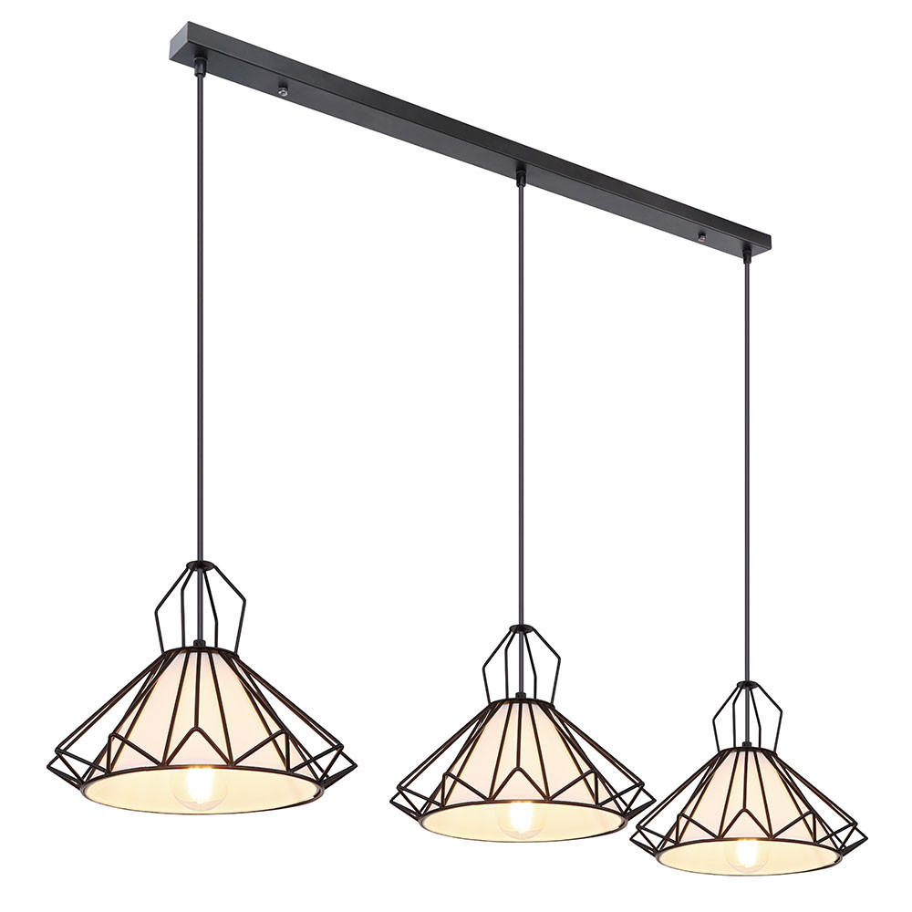 HÄNGELEUCHTE Metall Textil Schwarz 3-flammig - Schwarz, Metall (120/30/120cm)