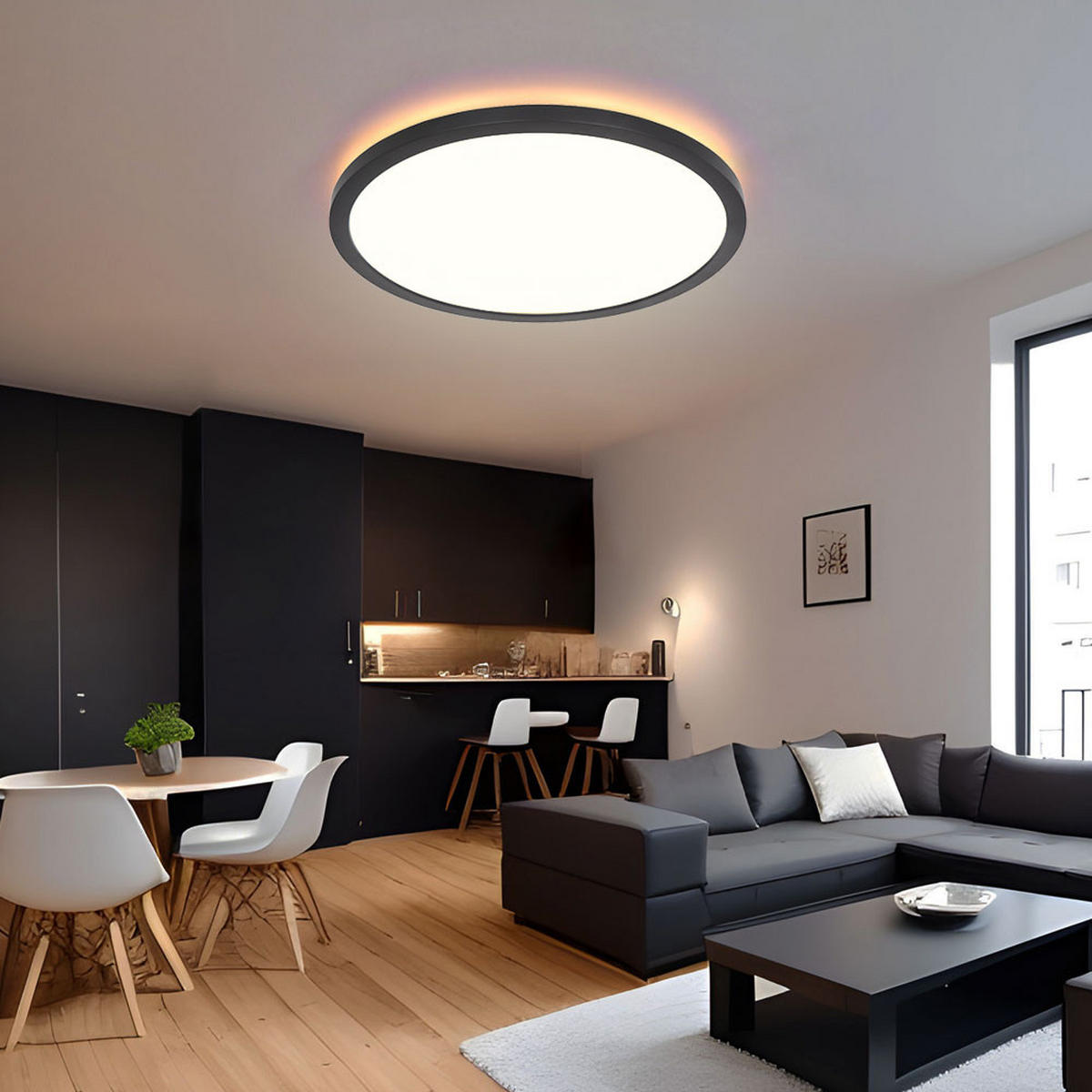 LED DECKENLEUCHTE Kunststoff Schwarz - Schwarz, Kunststoff (29.4/29.4/2.5cm) - Globo Lighting