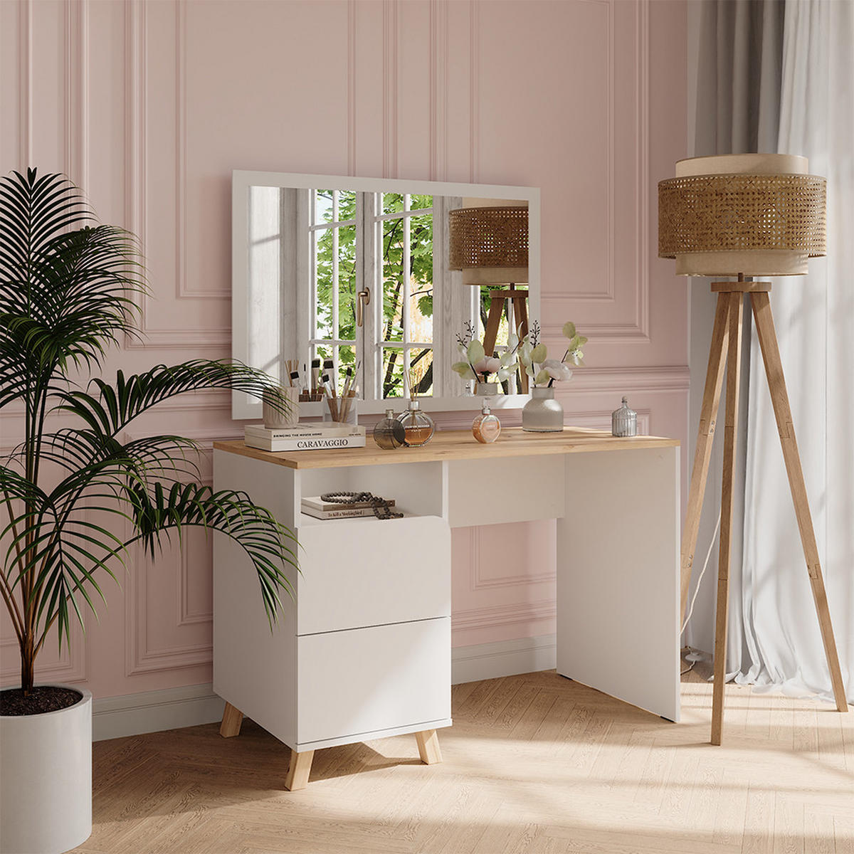 TOALETNÍ STOLEK Karen Bílá/Artisan - bílá/dub artisan, kompozitní dřevo (110/75/55cm) - Vicco