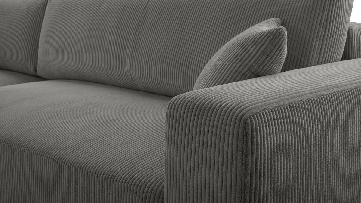 ECKSOFA L Form Catea Grau 279/145/84 cm Links mit Schlaffunktion - Schwarz/Grau, Kunststoff/Textil (145/279cm) - AX Living