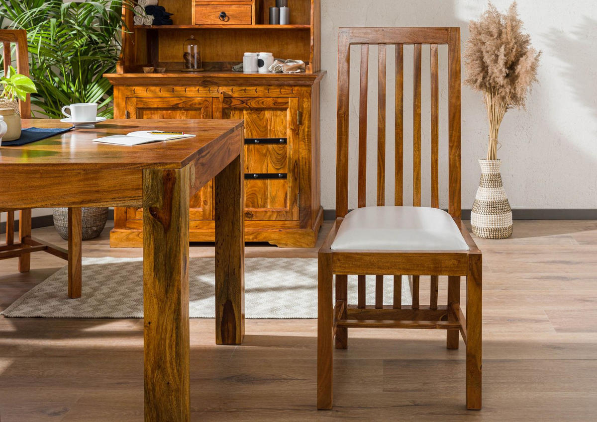 STUHL Akazie 43x50x109 honig lackiert OXFORD #030 - Braun, Holz (43/109/50cm) - Massivmoebel24
