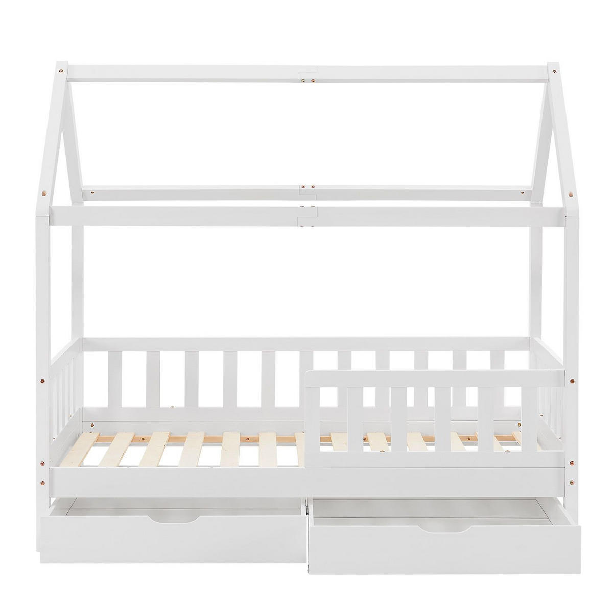 KINDERBETT Marli weiß 90x200 cm mit Bettkasten - Weiß, Holz (90/200cm) - Juskys