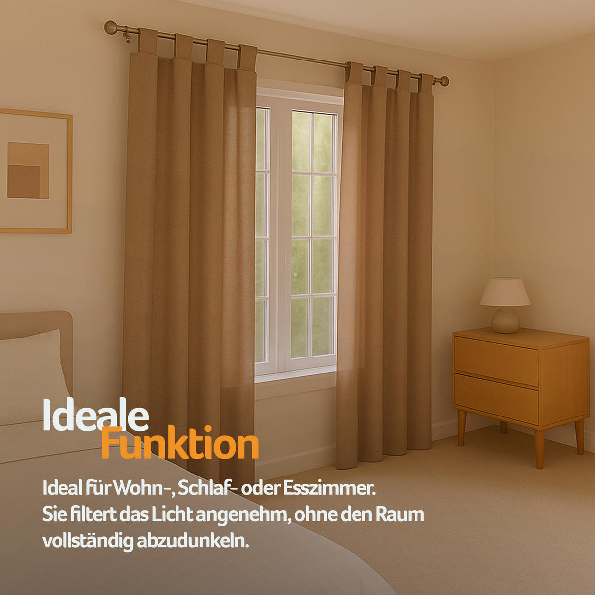 SCHLAUFENSCHAL blickdicht 140x175 cm Hellbraun 2er-Pack - Hellbraun, Textil (140/175cm)