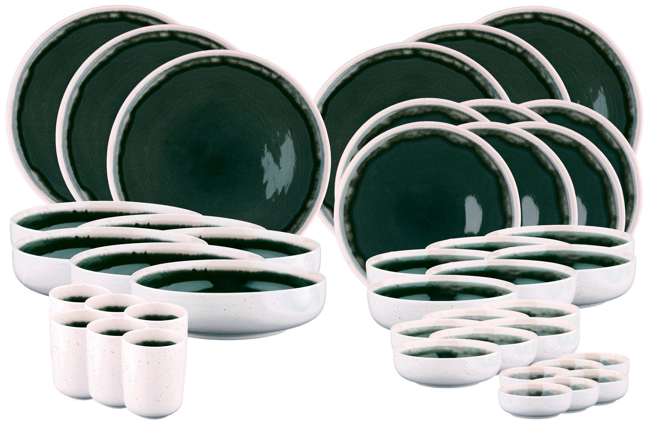 KOMPLETT-SERVICE Oxygen - 42er-Set - Graugrün - Grün, Keramik (1/1/1cm) - Björn