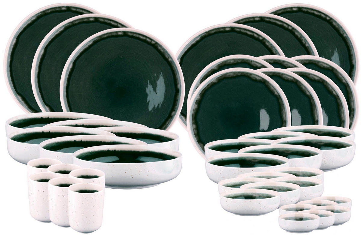 KOMPLETT-SERVICE Oxygen - 42er-Set - Graugrün - Grün, Keramik (1/1/1cm) - Björn