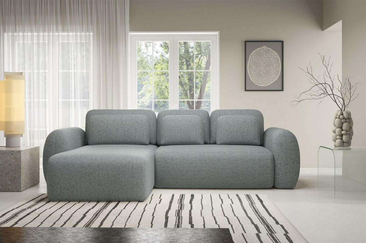 ECKSOFA Gaston Mit Schlaffunktion - Dunkelgrau, Holzwerkstoff/Textil (304/190cm) - Fun Möbel