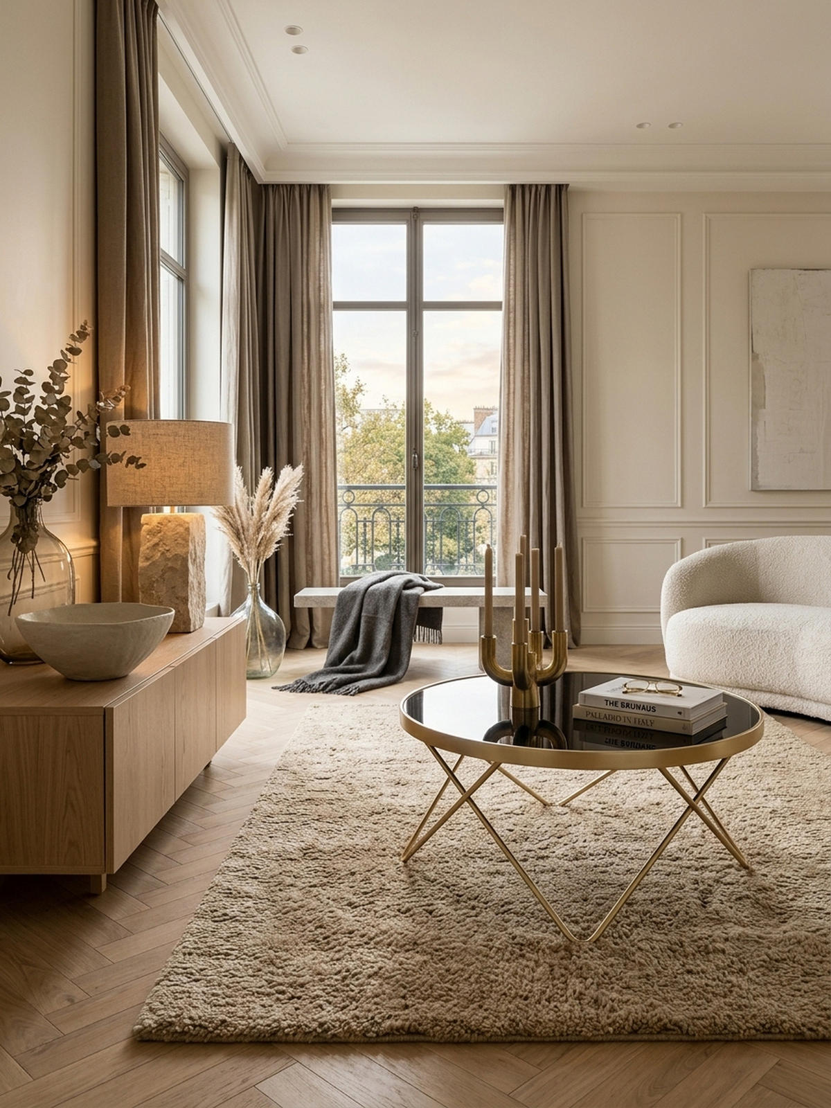 BEISTELLTISCH Schwarz Glasplatte Goldene Beine Retro-Stil 82cm Durchmesser - Goldfarben/Schwarz, Glas/Metall (82/82/39cm) - KADIMA DESIGN