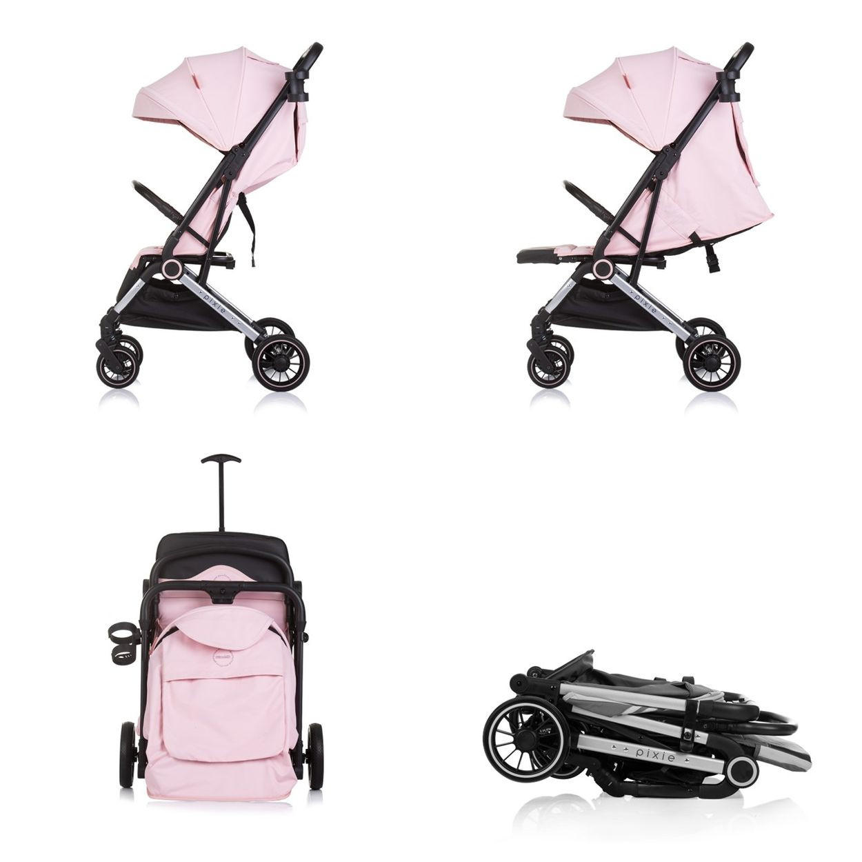 BUGGY Pixie pink zusammenklappbar Getränkehalter Korb 22 kg - Pink, Metall (78/53/104cm) - Chipolino