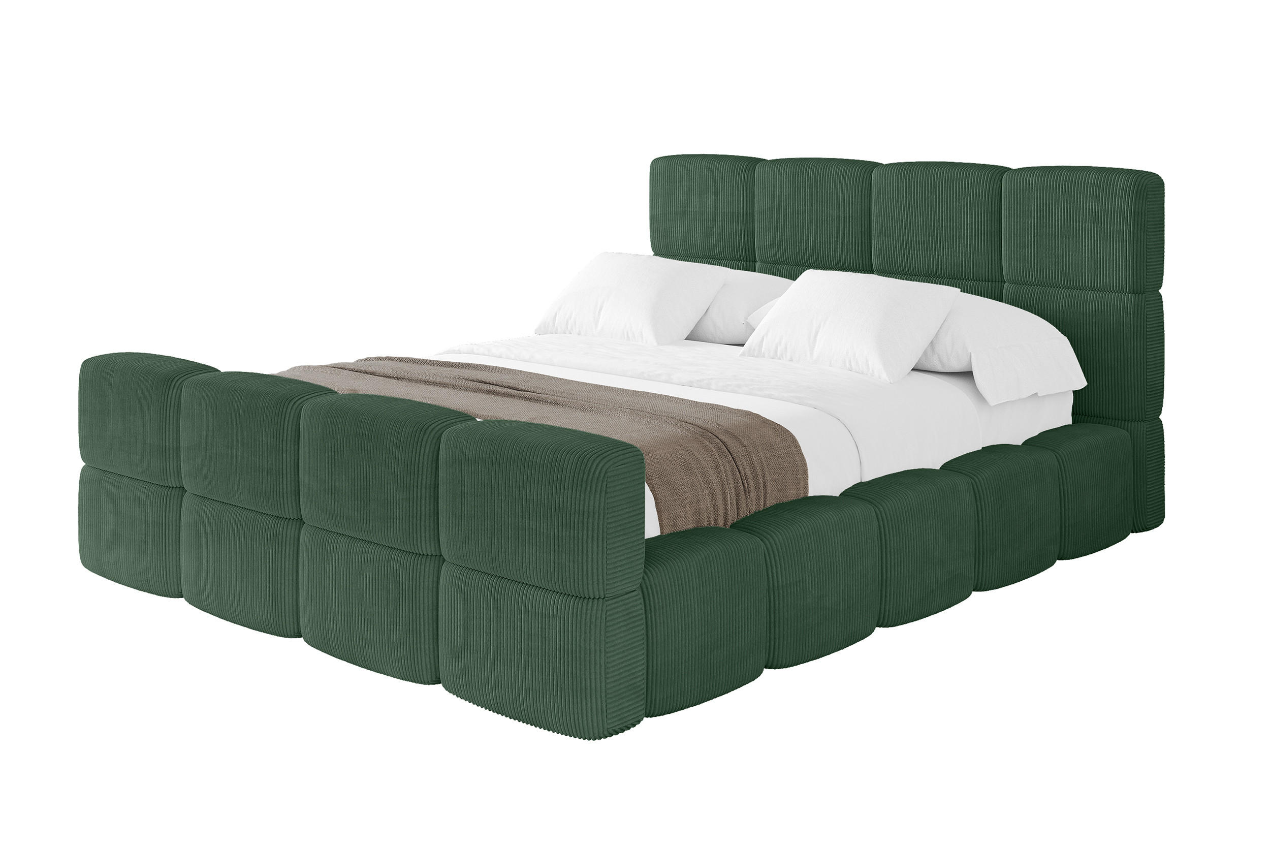 POLSTERBETT mit Bettkasten und Lattenrost, Bett mit Kopfteil, Boxbett ohne Matratze, Doppelbett mit Stauraum - NATA-Z 180x200 Grün - Grün, Holzwerkstoff/Textil (180/200cm) - ALTDECOR