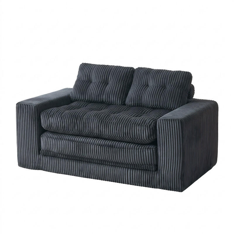 SCHLAFSOFA 140/85/54 cm Schwarz Cord - Schwarz, Textil (85/54/140cm) - Oxeza
