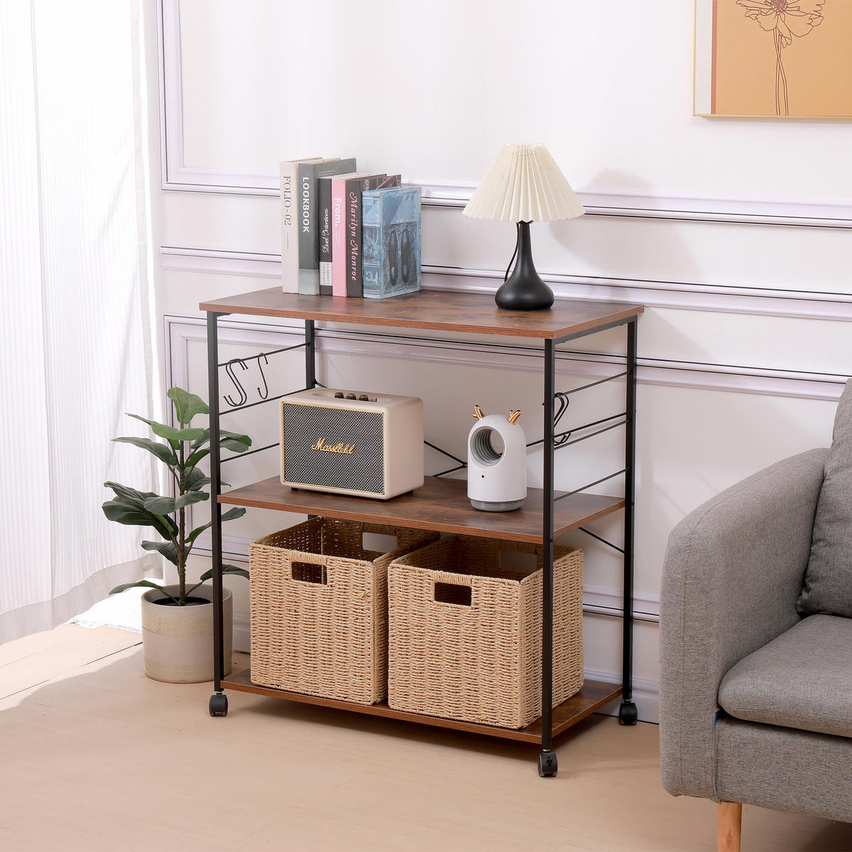 KÜCHENROLLWAGEN - Dunkelbraun, Holzwerkstoff/Metall (80/87/40cm) - Relaxdays