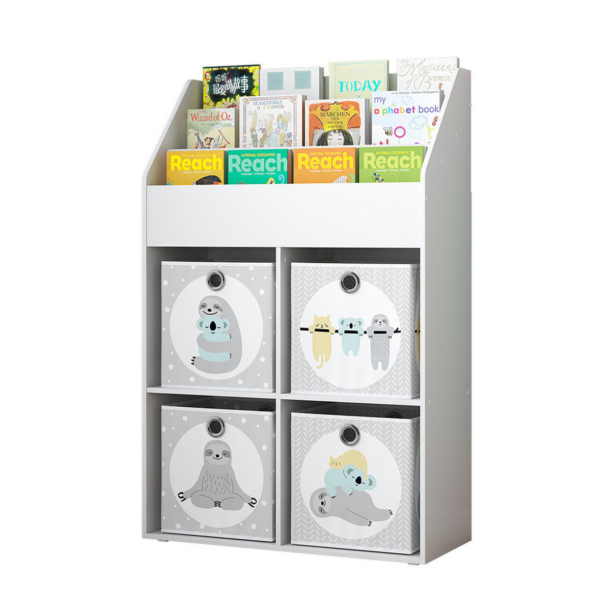 KINDERREGAL Conny Weiß 72 x 111 cm mit 4 Ablagen für Faltboxen - Weiß, Holzwerkstoff (72/111/30.2cm) - Vicco